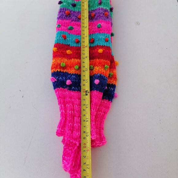 Multicolored Wool Knitted Leg Warmers - Andean Craftsmanship - Picture 9 of 9